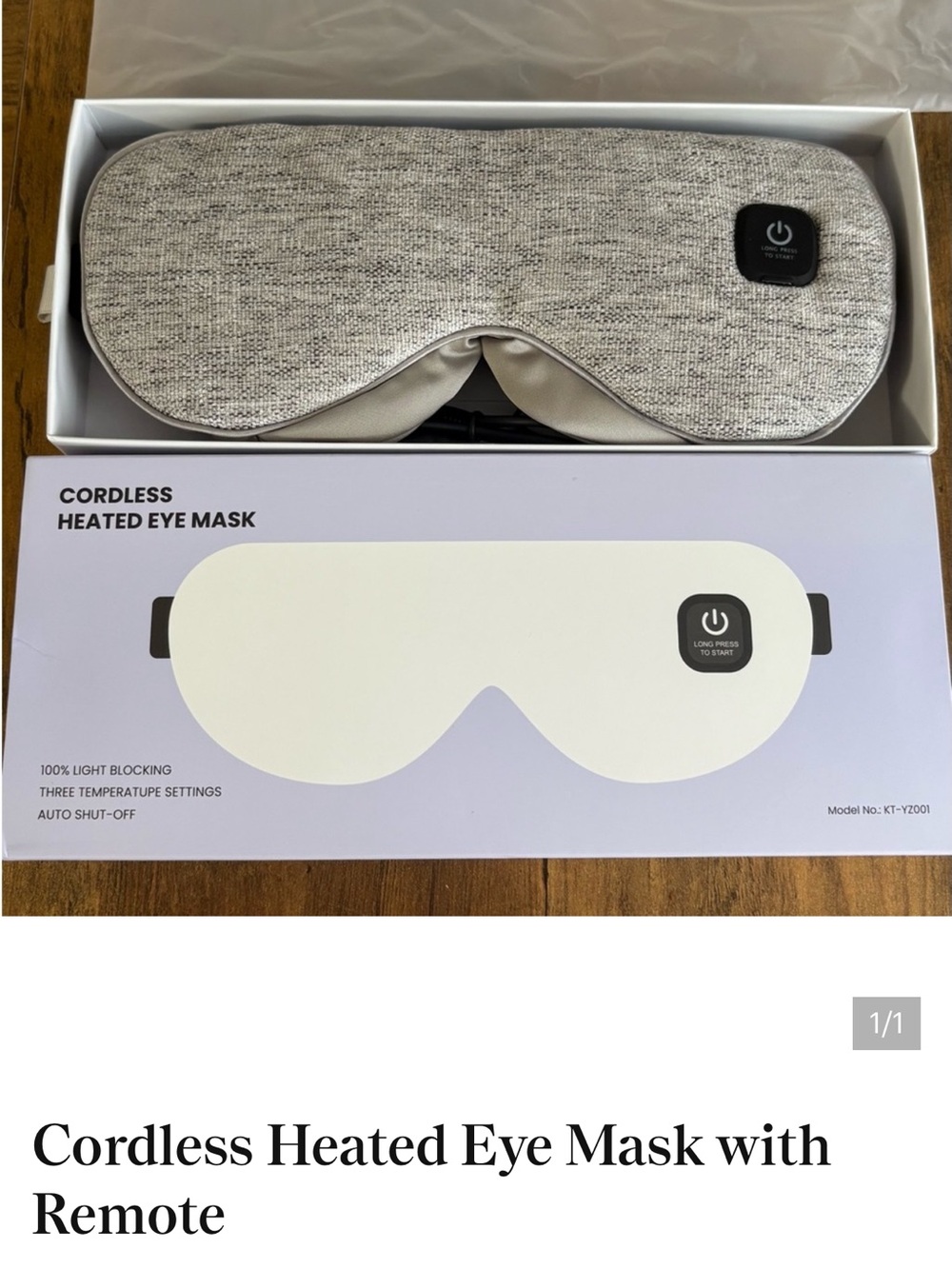 Cordless Heated Eye Mask in Heather Gray